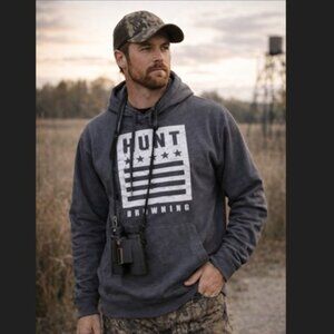 Browning Camo Flag Hoodie XL Patriotic Hunting Pullover Sweatshirt USA